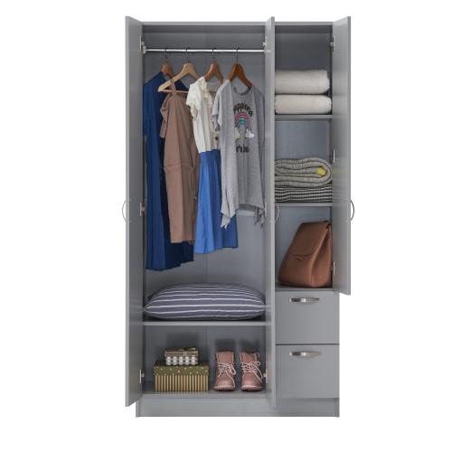 Essentials 3 Door Double Wardrobe With 2 Drawers Grey | TAD515 | 